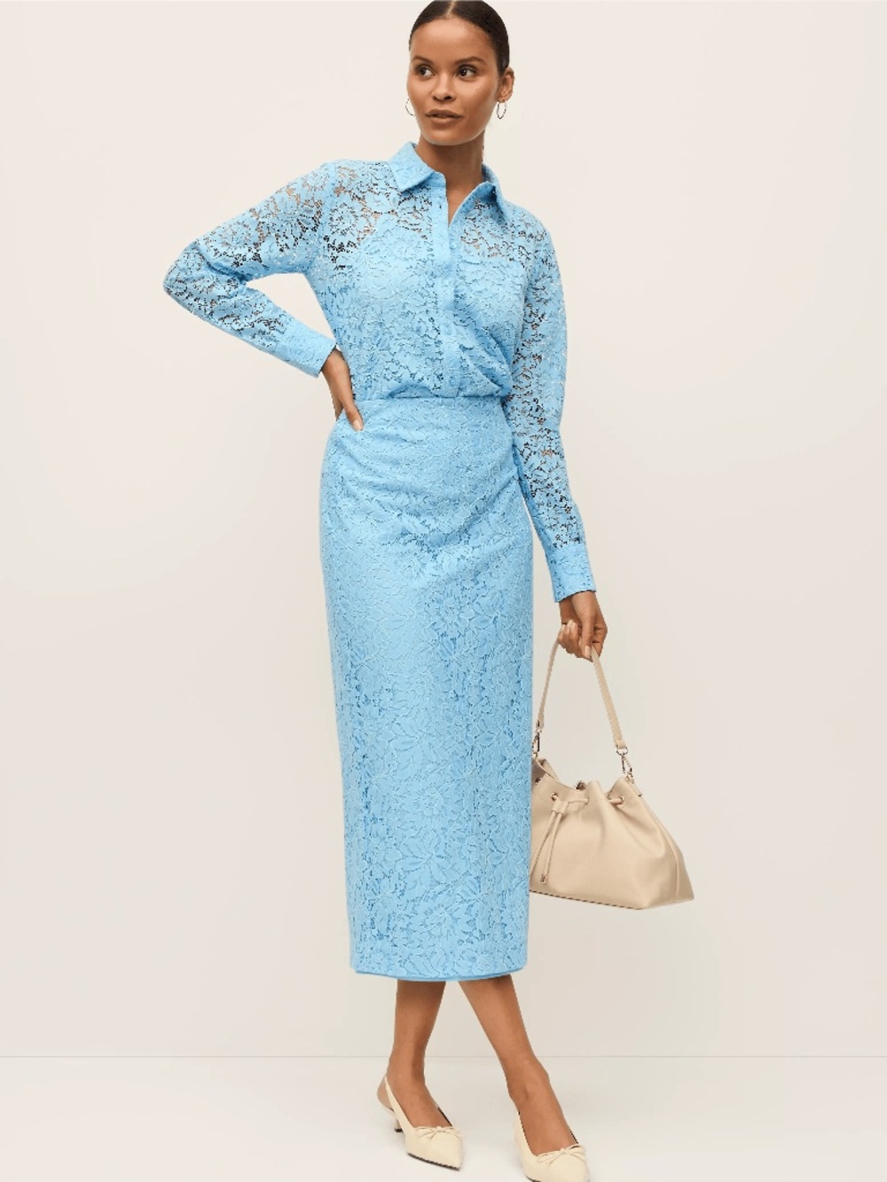 Ann Taylor Lace Midi Skirt